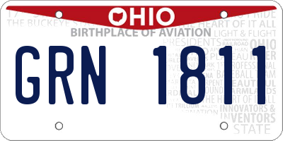 OH license plate GRN1811