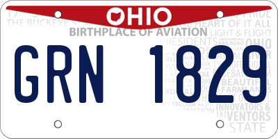 OH license plate GRN1829