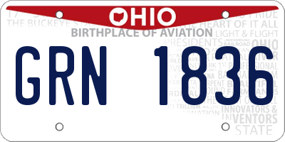 OH license plate GRN1836
