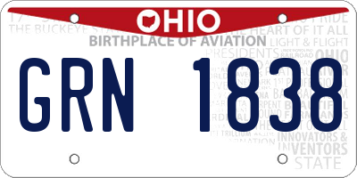 OH license plate GRN1838