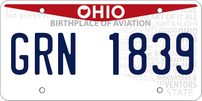 OH license plate GRN1839