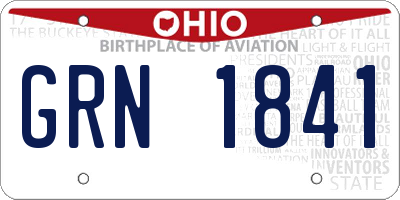OH license plate GRN1841