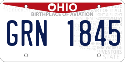 OH license plate GRN1845