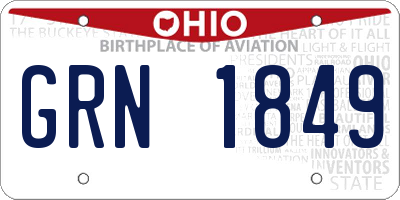 OH license plate GRN1849