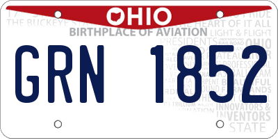 OH license plate GRN1852