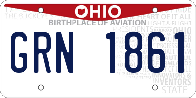 OH license plate GRN1861