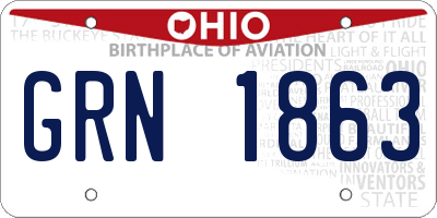 OH license plate GRN1863