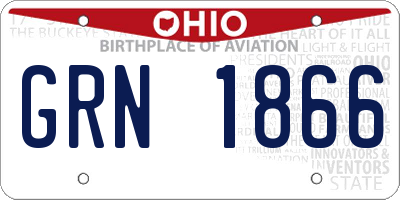 OH license plate GRN1866