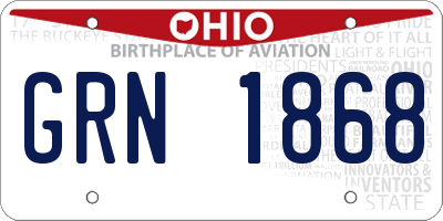 OH license plate GRN1868