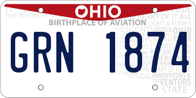 OH license plate GRN1874