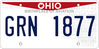 OH license plate GRN1877