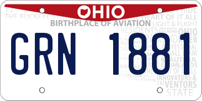 OH license plate GRN1881