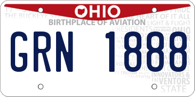OH license plate GRN1888