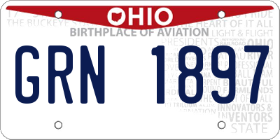 OH license plate GRN1897