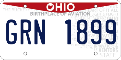 OH license plate GRN1899