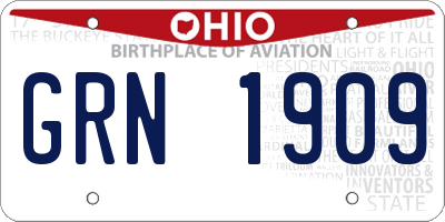 OH license plate GRN1909