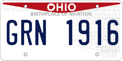 OH license plate GRN1916
