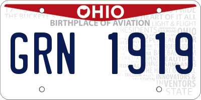 OH license plate GRN1919