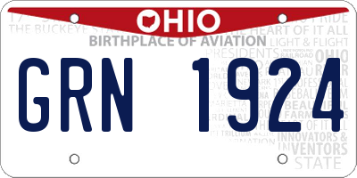 OH license plate GRN1924
