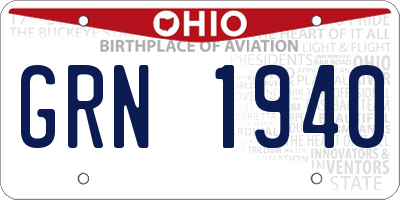 OH license plate GRN1940