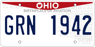 OH license plate GRN1942