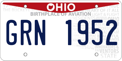 OH license plate GRN1952