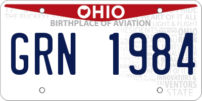 OH license plate GRN1984