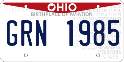 OH license plate GRN1985