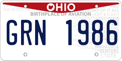 OH license plate GRN1986