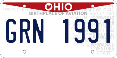 OH license plate GRN1991