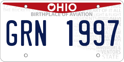 OH license plate GRN1997