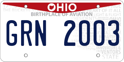 OH license plate GRN2003