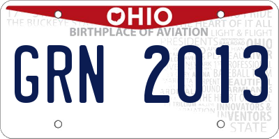 OH license plate GRN2013