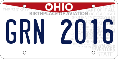 OH license plate GRN2016