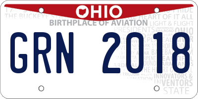 OH license plate GRN2018