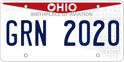 OH license plate GRN2020