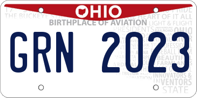 OH license plate GRN2023