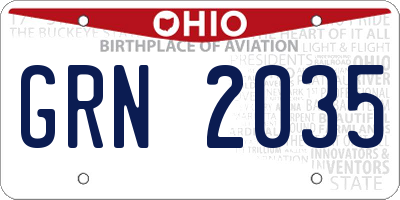 OH license plate GRN2035