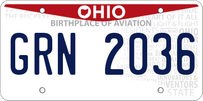 OH license plate GRN2036