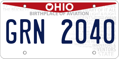 OH license plate GRN2040
