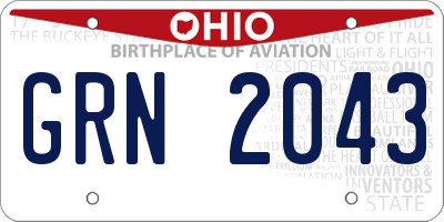 OH license plate GRN2043