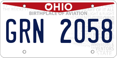 OH license plate GRN2058