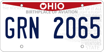 OH license plate GRN2065