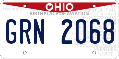 OH license plate GRN2068