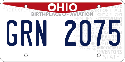 OH license plate GRN2075