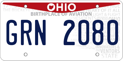 OH license plate GRN2080