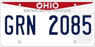 OH license plate GRN2085