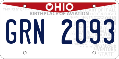 OH license plate GRN2093