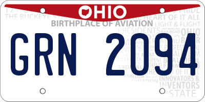 OH license plate GRN2094