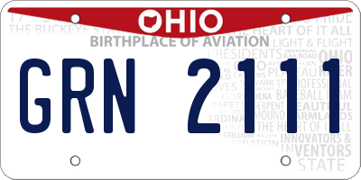 OH license plate GRN2111